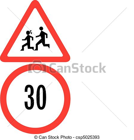 Vectors Of Speed Limit   School And Speed 30 Limit Sign Csp5025393    