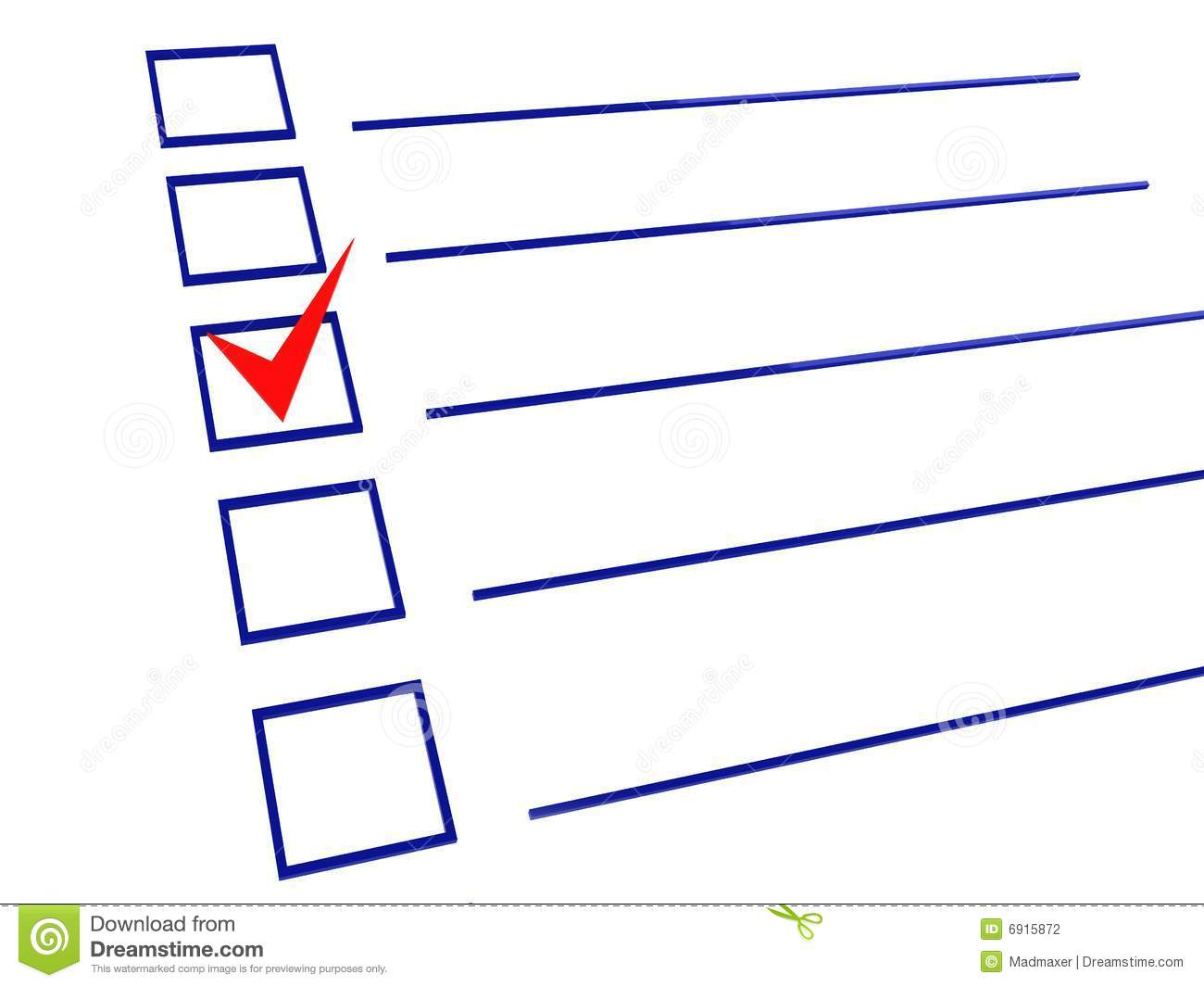 3d Illustration Of Checklist With One Item Checked On White