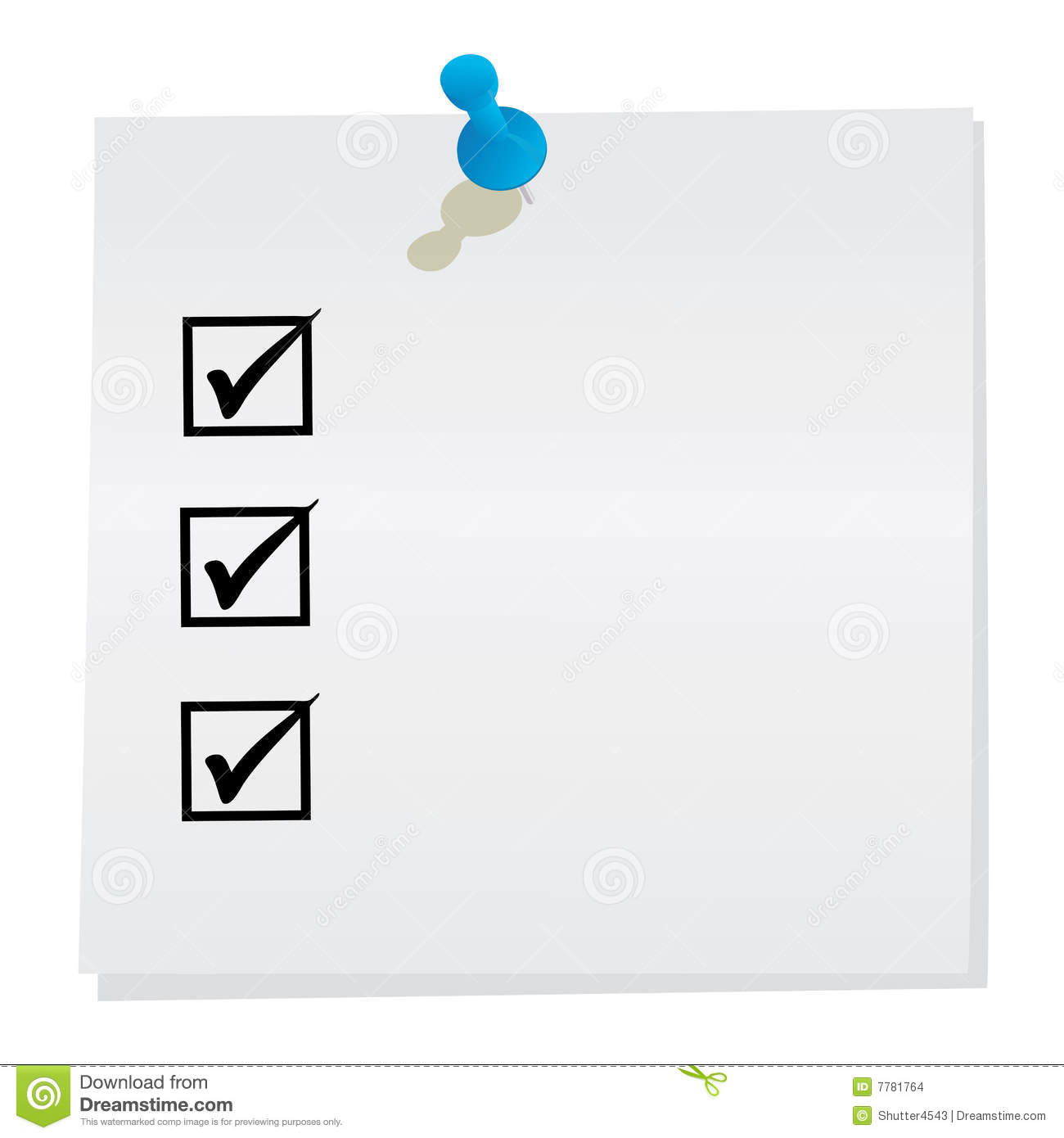 3d Render Illustration Of Checklist Symbol Written On Sticky Note