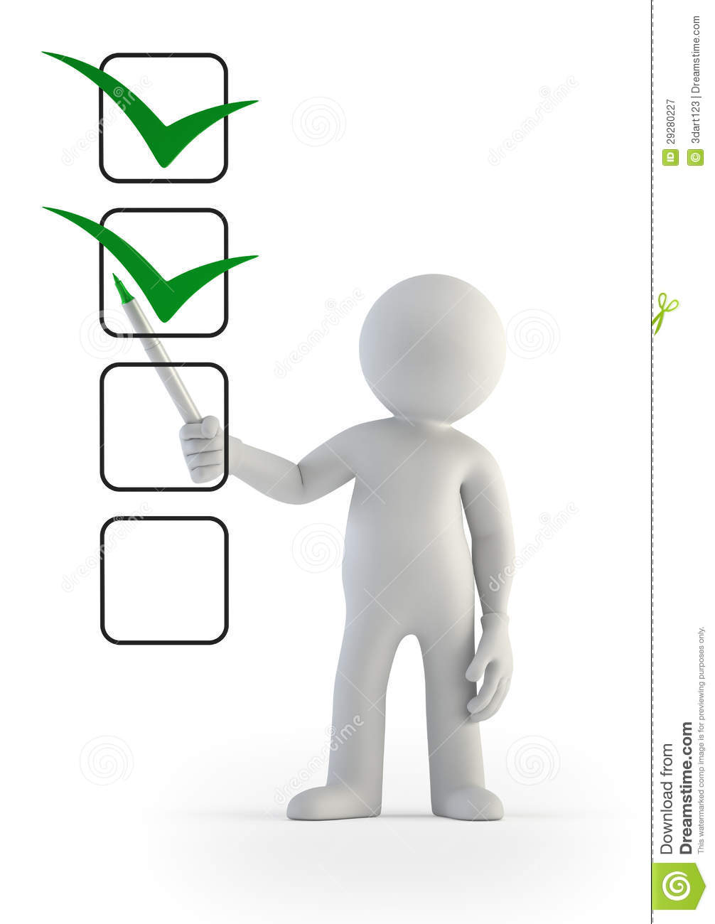 3d Small People   Checklist Royalty Free Stock Photography   Image