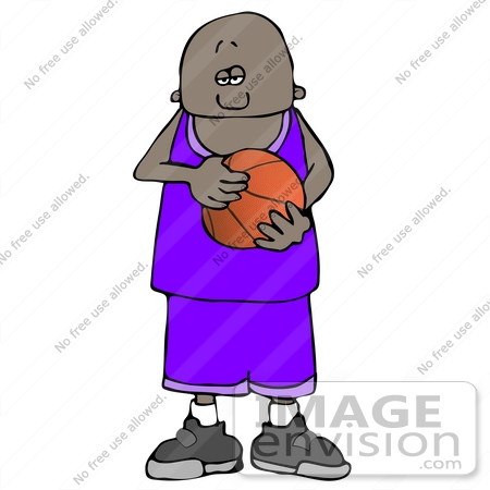 African American Boy Holding A Basketball Clipart    12694 By Djart    