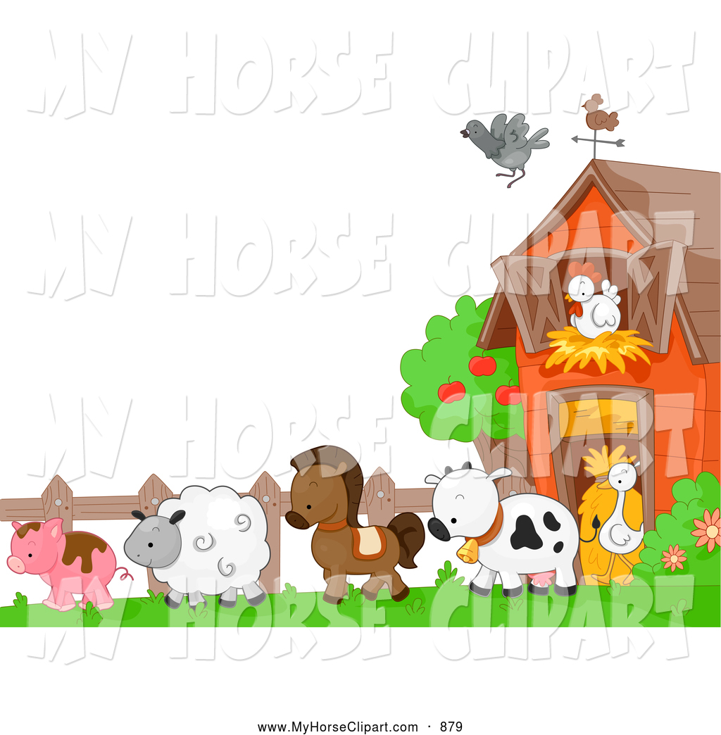 Art Of A Border Of Cute Farm Animals And A Barn By Bnp Design Studio
