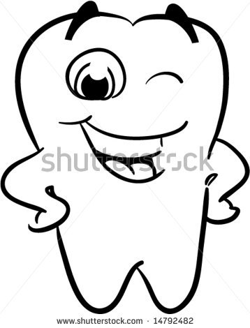 Black And White Stock Vector Vector Winking Happy Smiling Tooth Black