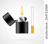 Black Lighter And Cigarette Isolated On White Background Lighter