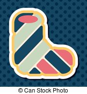 Broken Leg Plaster Flat Icon With Long Shadow Clipart