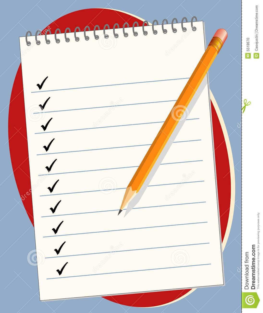 Checklist On A Steno Pad With Pencil  Copy Space To Add Your Own Text