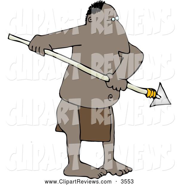 Clip Art Of A Hunting Native American Man Holding A Sharp Pointed