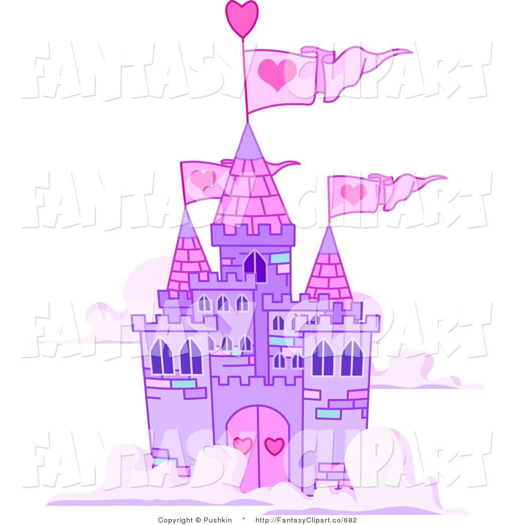 Clip Art Of A Purple And Pink Fairy Tale Castle In The Clouds By    