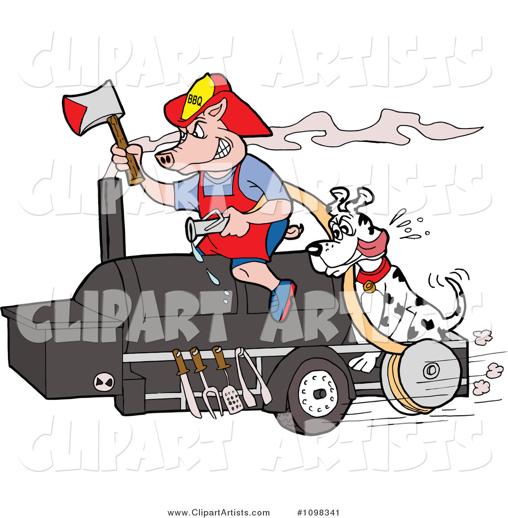 Clipart Bbq Pig Chef Wearing Apron Shades And Holding Spatula