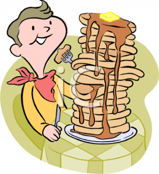 Eating A Very Large Stack Of Pancakes Clip Art   Royalty Free Clipart