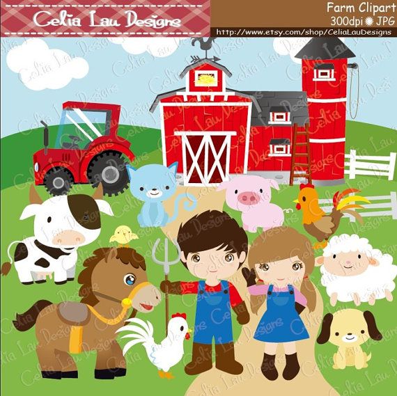 Farm Clipart Barnyard Clip Art Cg041 Cute Barn By Celialaudesigns  5