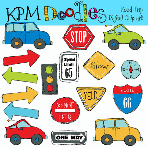 Kpm Road Trip Digital Clip Art And Stamps Combo By Kpmdoodles