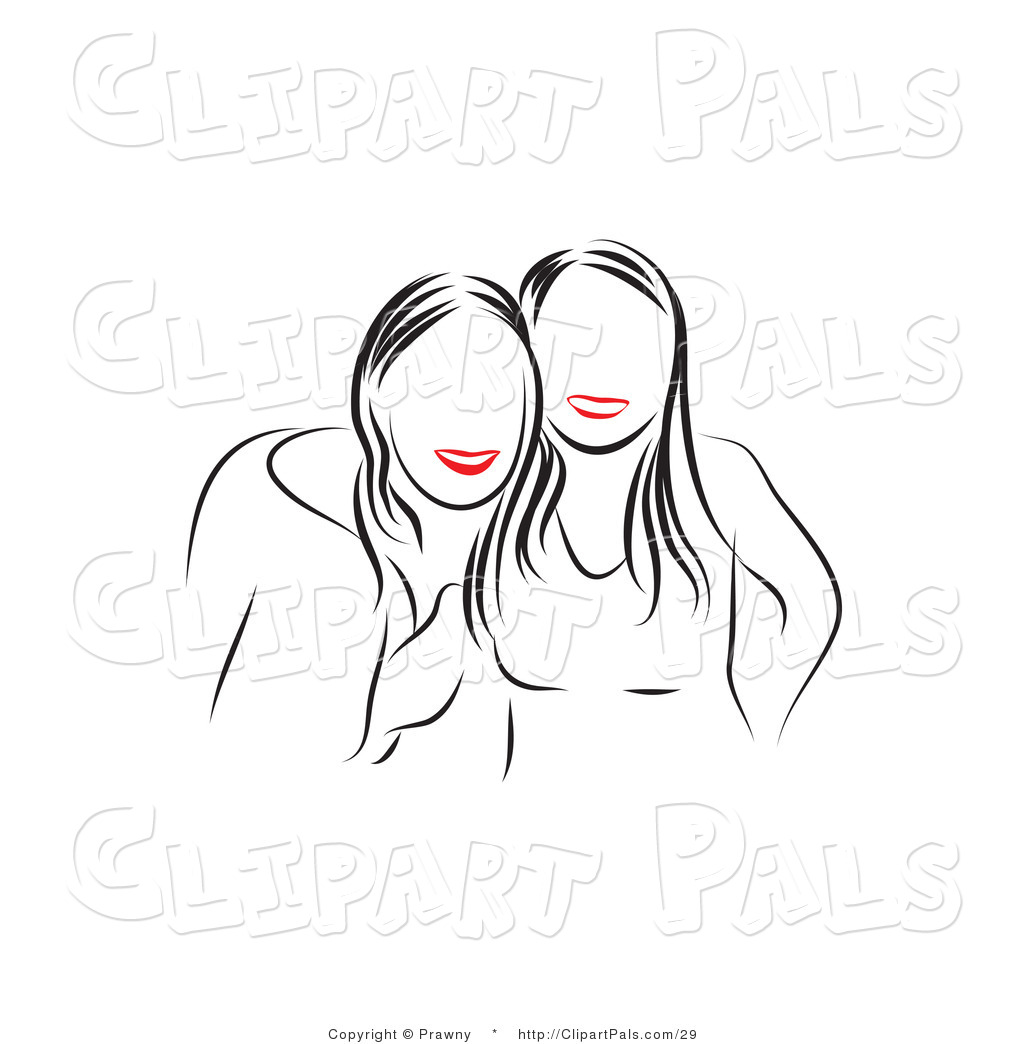 Larger Preview  Pal Vector Clipart Of Two Smiling Black And White    