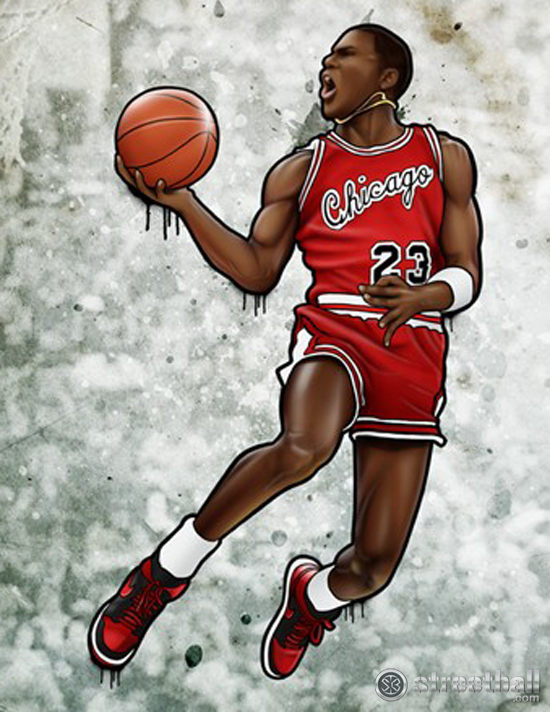 Michael Jordan Slam Dunk Basketball Art   Streetball
