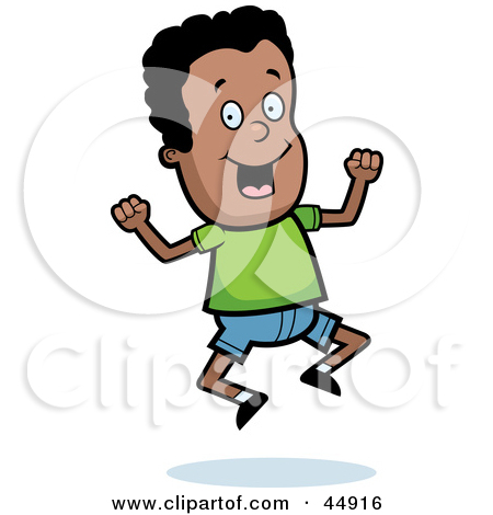 Rf  Clipart Illustration Of A Jumping Energetic African American Boy