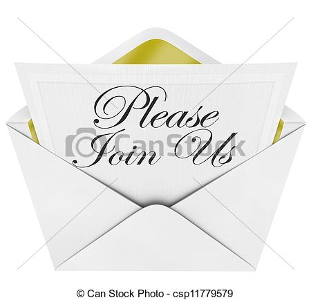 Stock Photo   Please Join Us Official Invitation Envelope Note   Stock