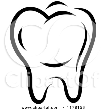 Teeth Clip Art 1178156 Clipart Of A Black And White Molar Tooth 7