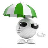 3d Golf Ball Under Umbrella Royalty Free Stock Photography