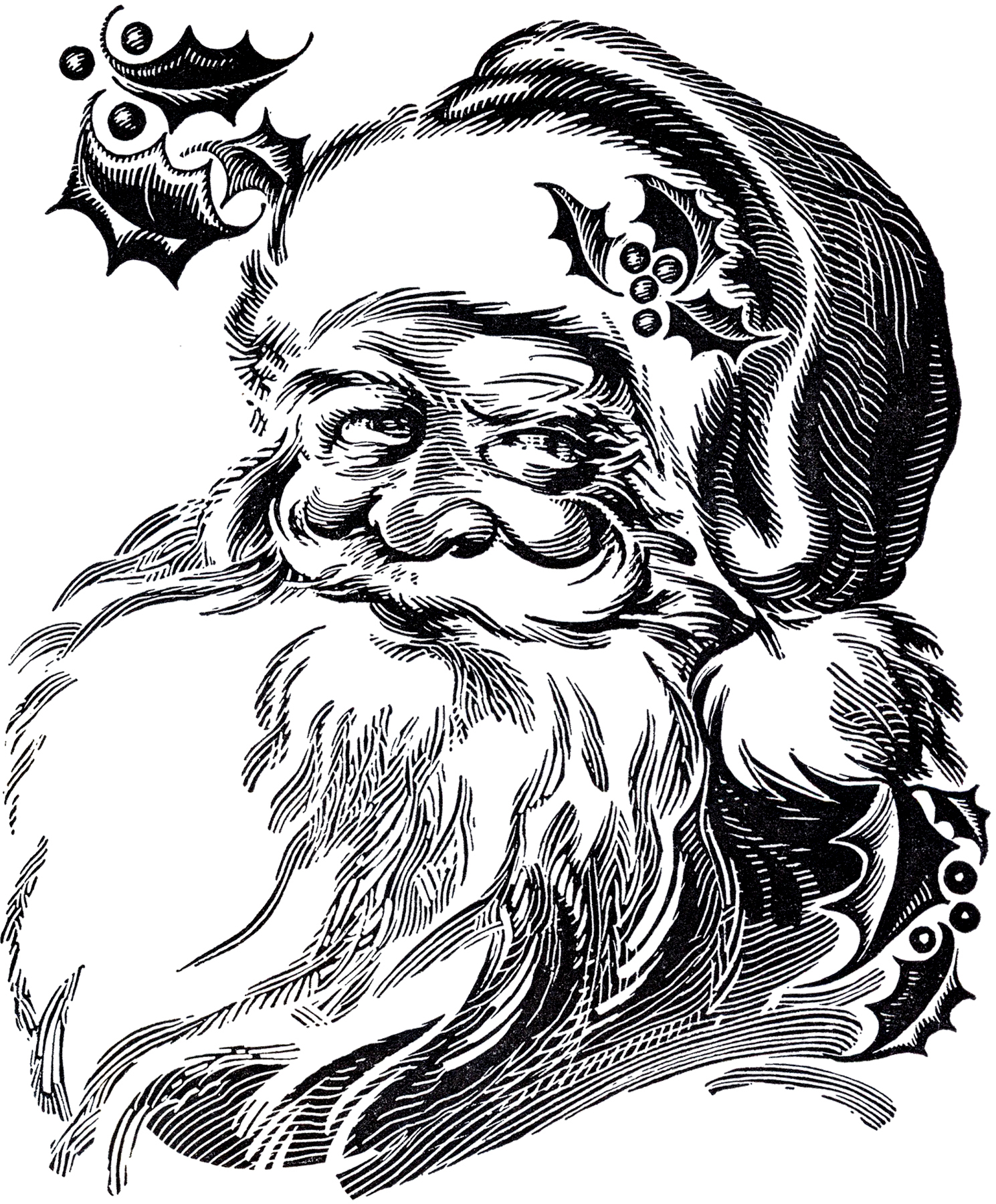 Beautiful Santa Drawing Shown Above Is A Wonderful Black And White    