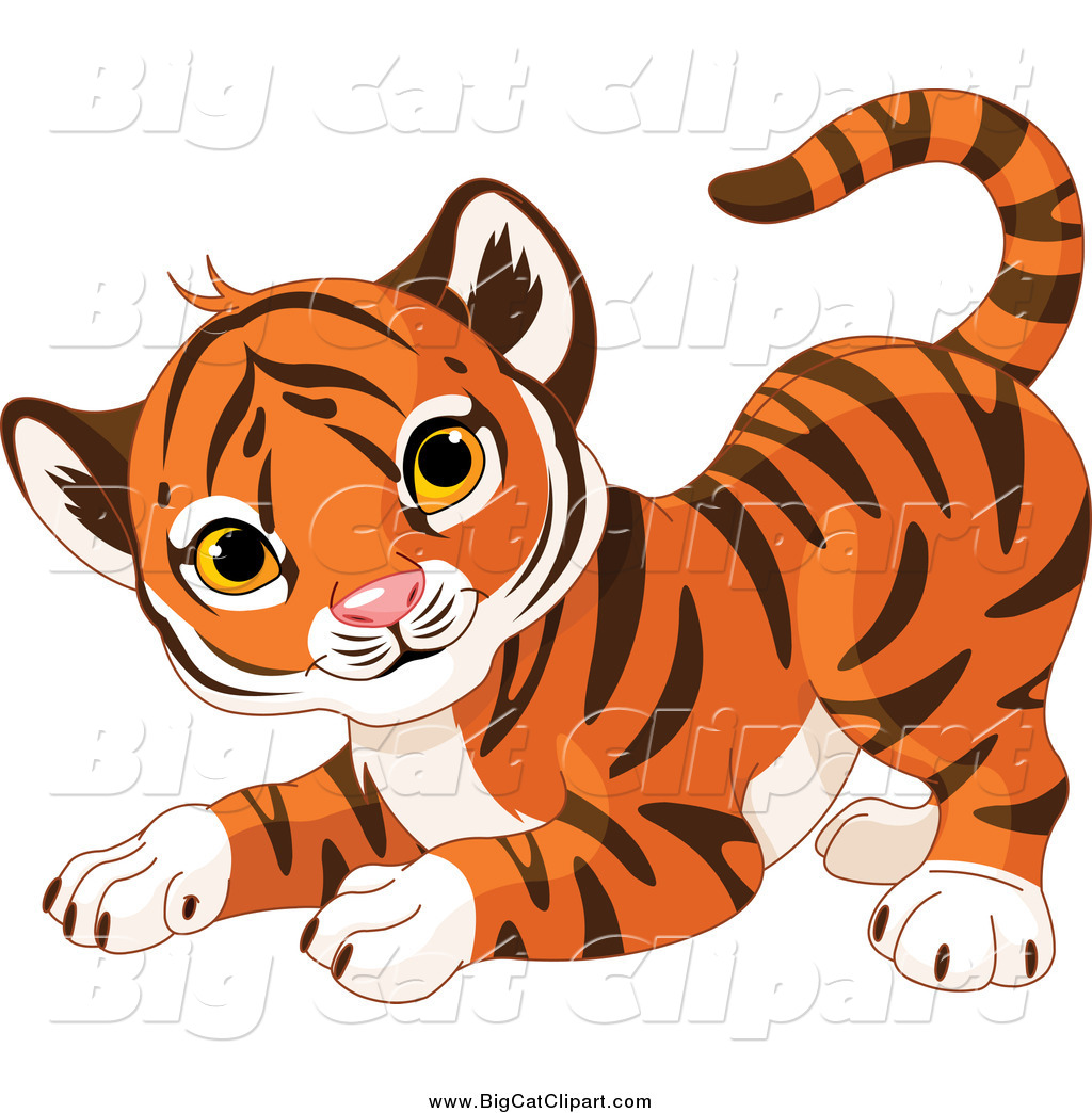 Big Cat Cartoon Vector Clipart Of A Frisky Cute Tiger Cub In A Playful