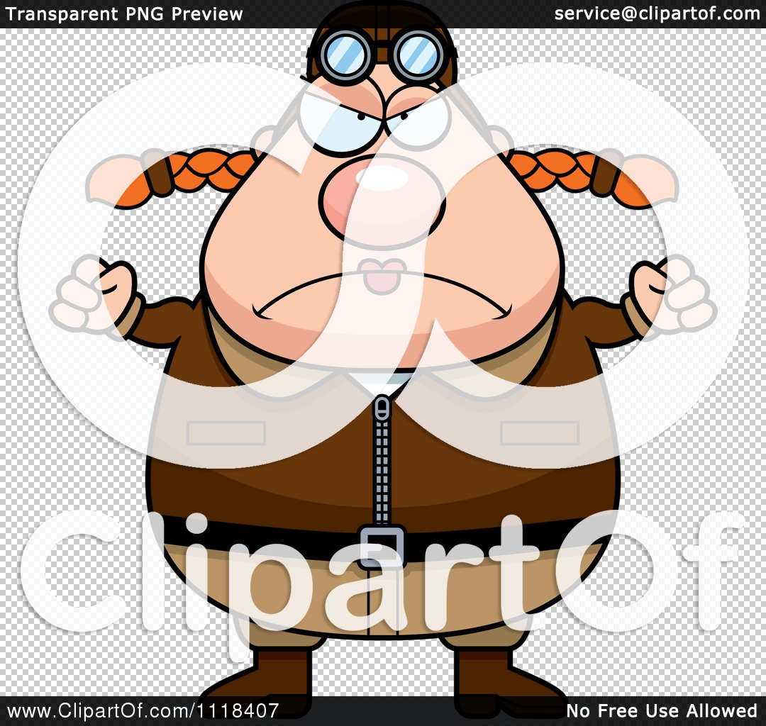 Cartoon Of An Angry Female Aviator Pilot   Royalty Free Vector Clipart    