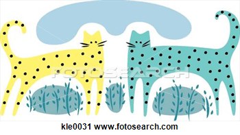 Clipart Of Two Different Colored Spotted Cats Kle0031   Search Clip
