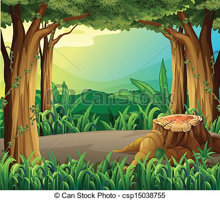 Clipart Vector Of An Illegal Logging At The Forest   Illustration Of