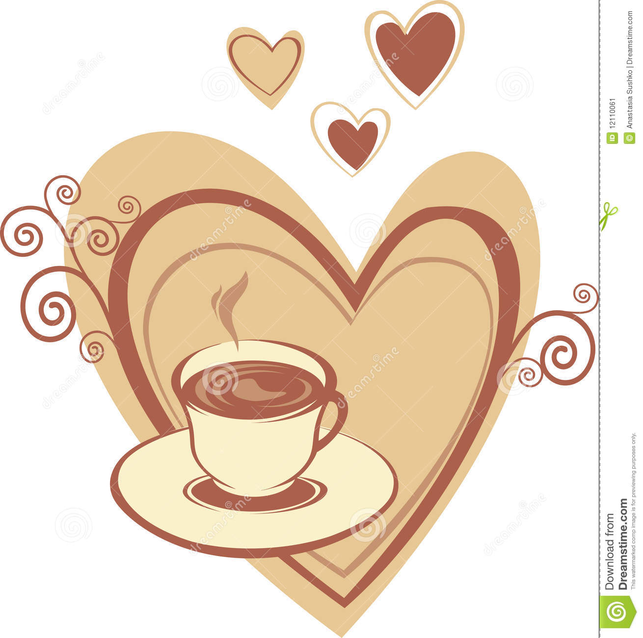 Coffee Cup With Heart Stock Image   Image  12110061