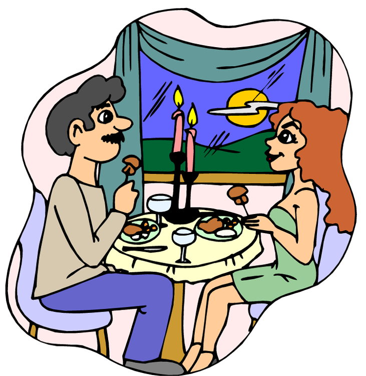 Drawing Of A Man And Woman Having A Romantic Dinner With Candles