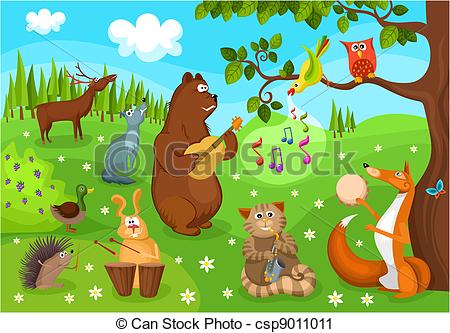 Forest Concert Csp9011011   Search Clipart Illustration Drawings