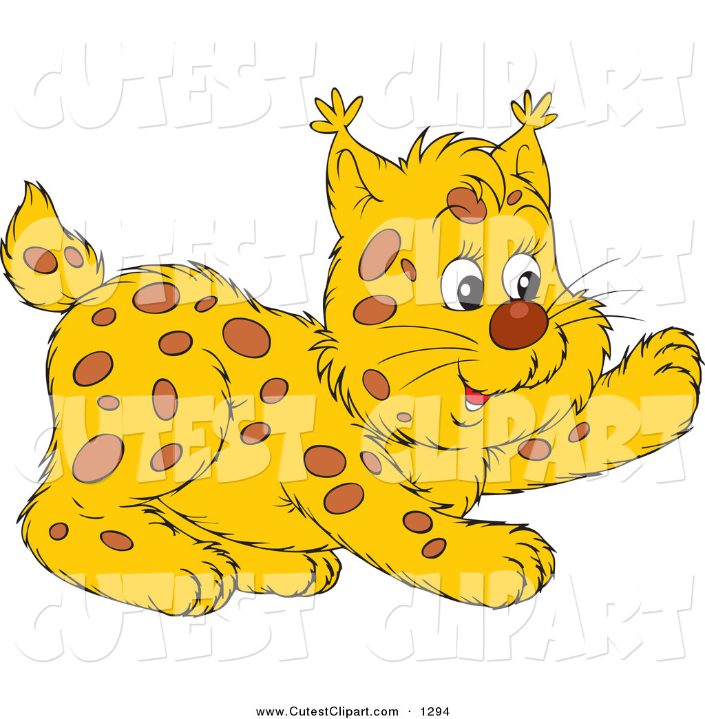 Larger Preview  Vector Clip Art Of A Playful Spotted Bobcat Lifting