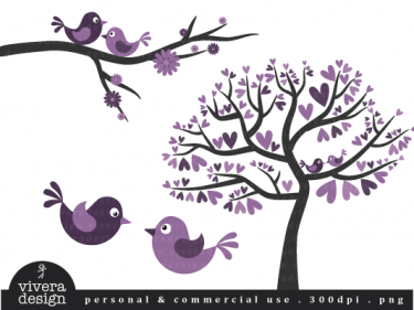 Love Birds In Purple Digital Clip Art   Meylah