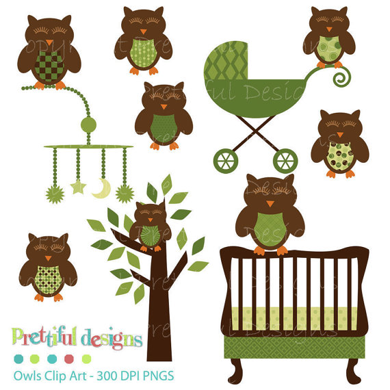 Owl Clip Art Baby Boy Sleeping Owl Tree Mobile Stroller Crib Clipart