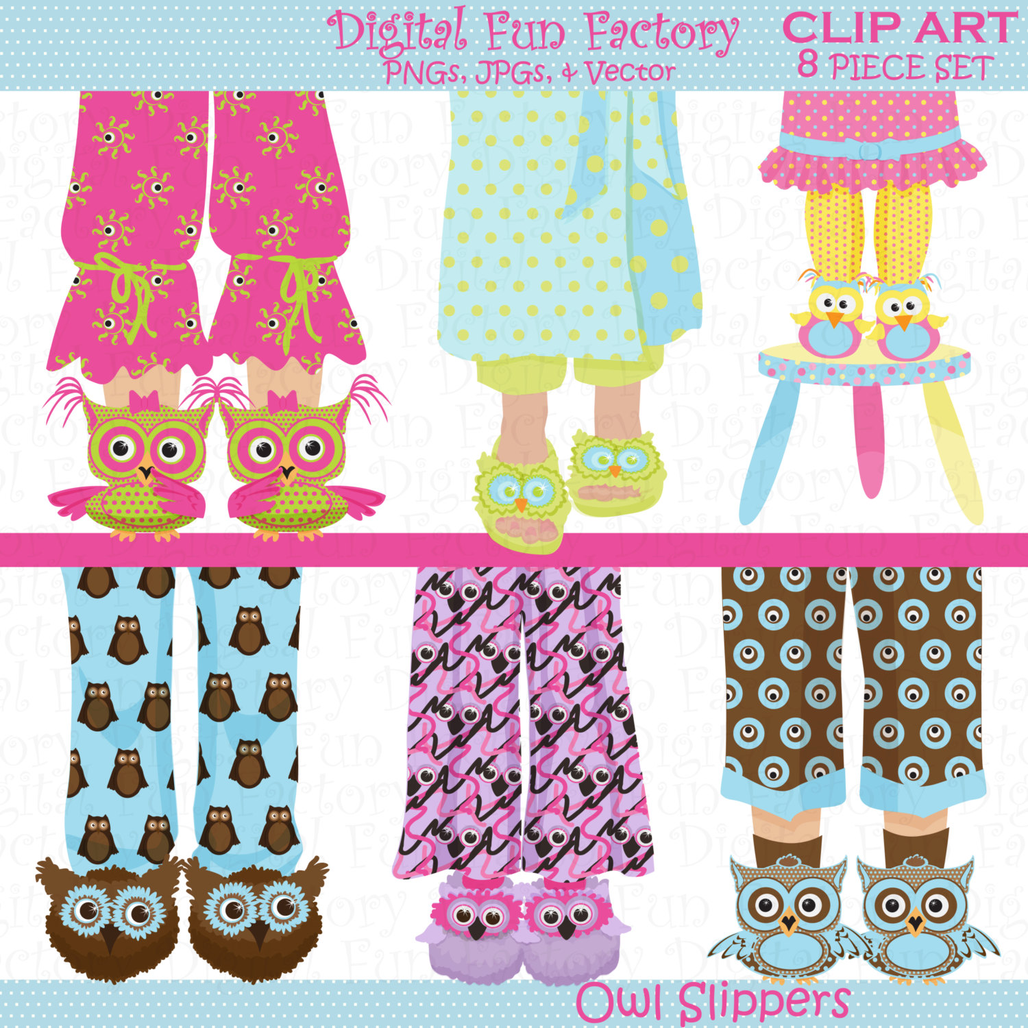 Owls Clip Art  Slipper Owls Clip Art Owl By Digitalfunfactory