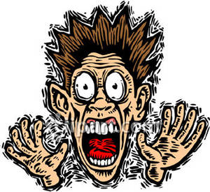 Screaming With His Hair Standing On End Royalty Free Clipart Picture