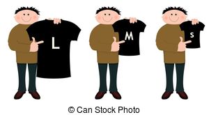 Shirt Sizes   Illustration Of A Cartoon Character Holding