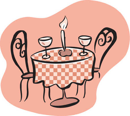 Stock Illustration   Drawing Of A Romantic Table Setting With Two Wine