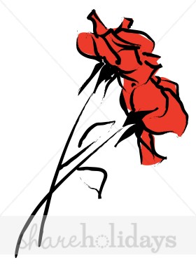 Two Red Roses Clipart   Valentine S Day Clipart