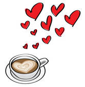 Valentine Dating Concepts With Heart Shaped Latte    Clipart Graphic