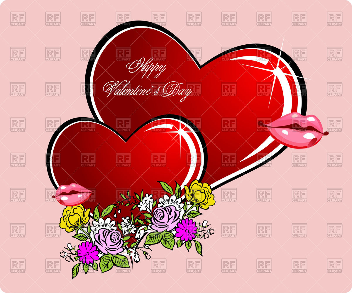 Valentine S Day Greeting Card   Hearts Roses And Lips 52785