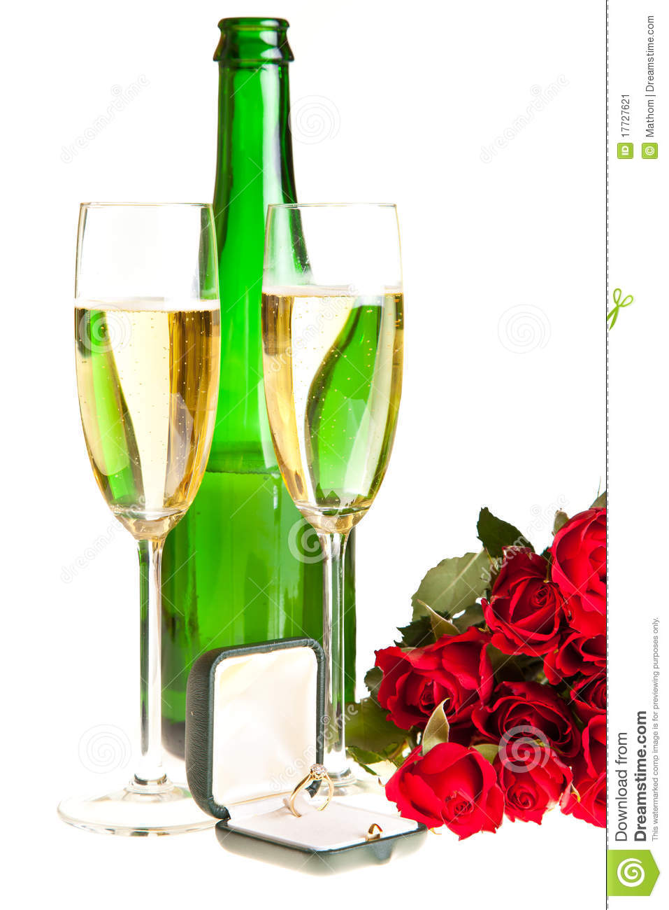 Valentine S Day Roses And Champagne Wine Isolated Stock Image   Image