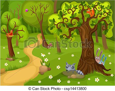 Vector Clipart Of Forest Background   Vector Illustration Of A Forest