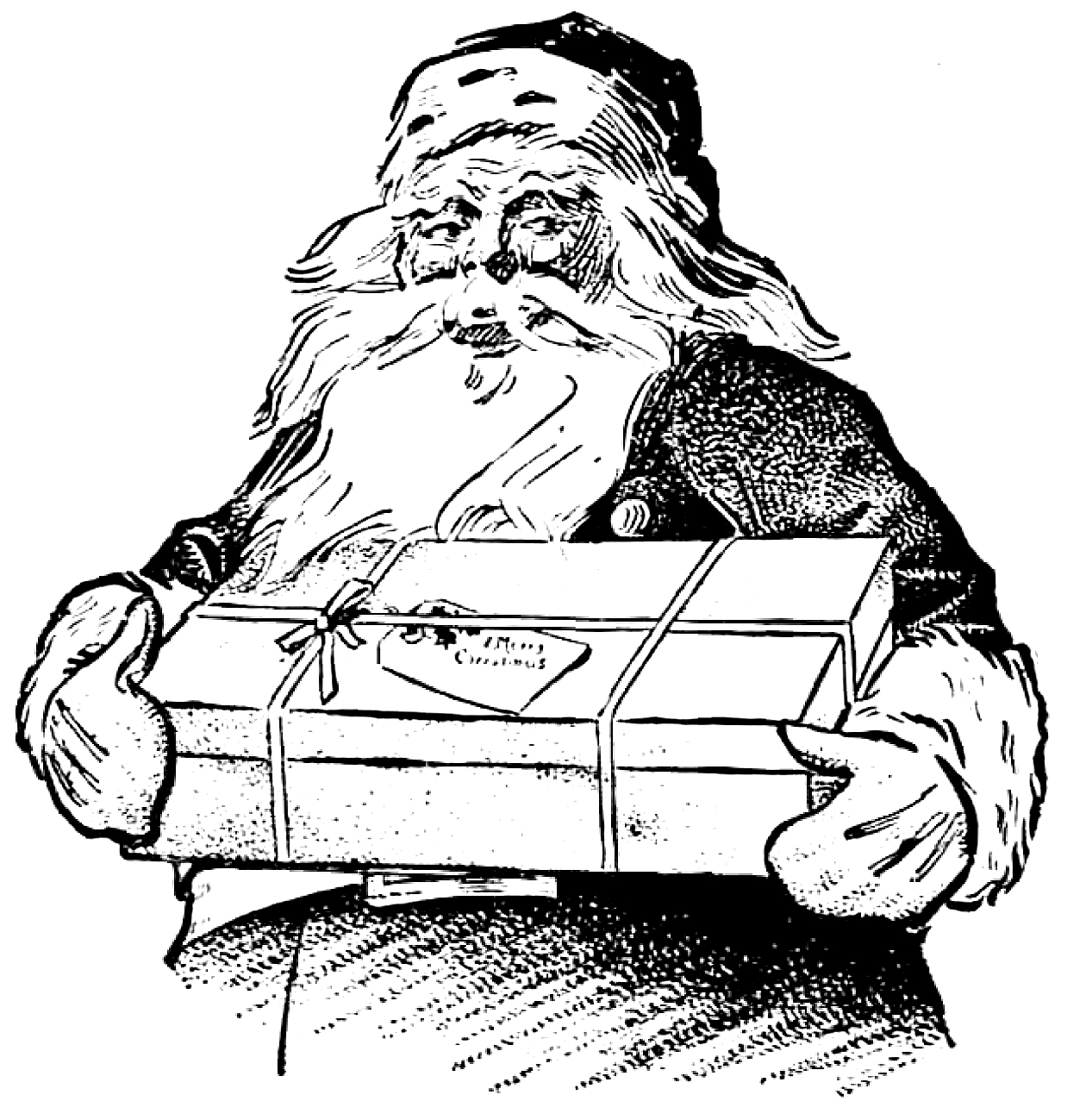 Vintage Christmas Clip Art   Santa With Gift   The Graphics Fairy