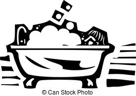Bathtub   Woodcut Style Image Of A Person Sitting In A   