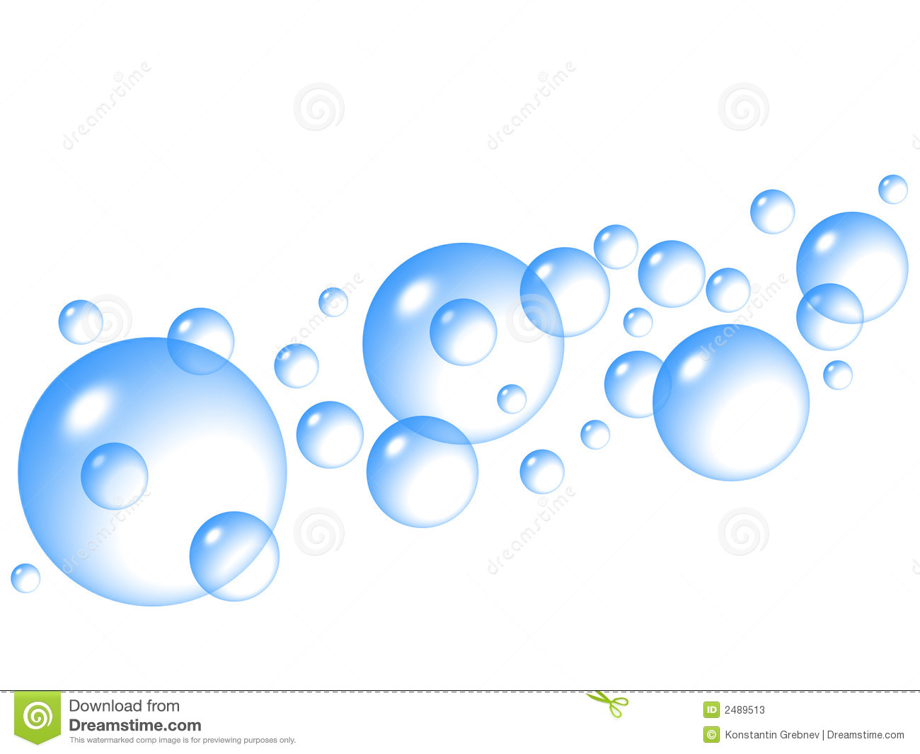 Blue Water Or Soap Bubbles On White Background