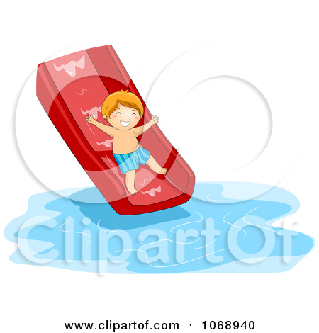Cartoon Of A Boy And Girl On A Slide With Up And Down Signs   Royalty