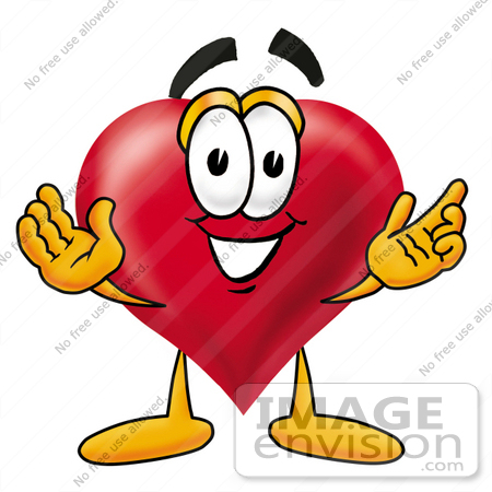 Clip Art Graphic Of A Red Love Heart Cartoon Character With Welcoming