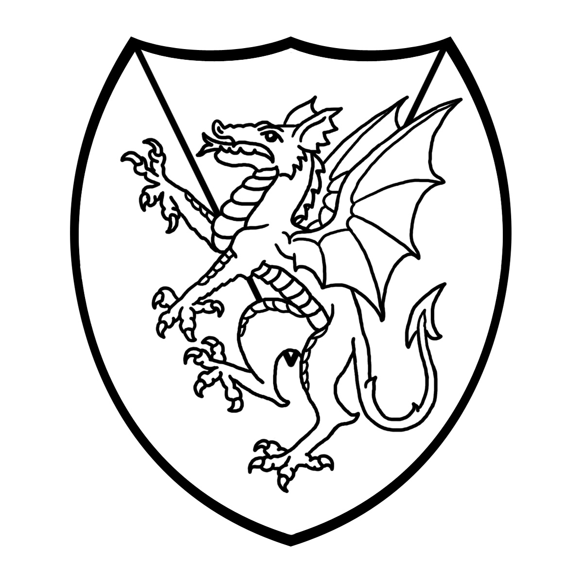 Clip Art  Heraldry  Unicorn Coat Of Arms B W