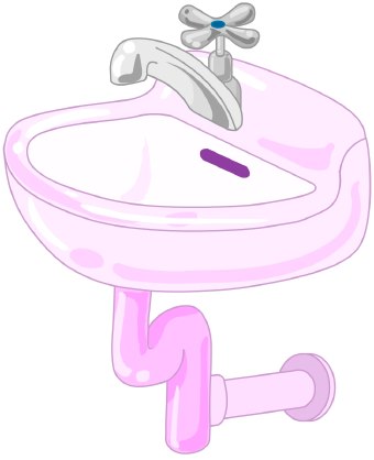 Clip Art Of A Bathroom Sink Or Lavatory With Chrome Faucet And Drain