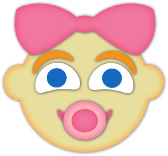 Clip Art Of A Smiling Baby Girl With A Pink Bow On Her Head And A